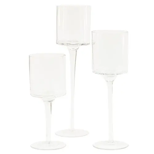 Handmade Cheap Long Stem Glass Candle Holder Glass For Wedding Clear Glass Candle Holder