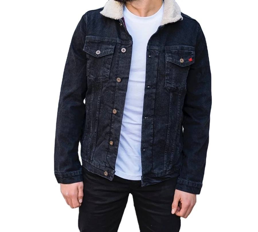 2022 Custom Color Block Vintage Jean Jacket  Sleeves Double Color Hooded Denim Jackets for Men