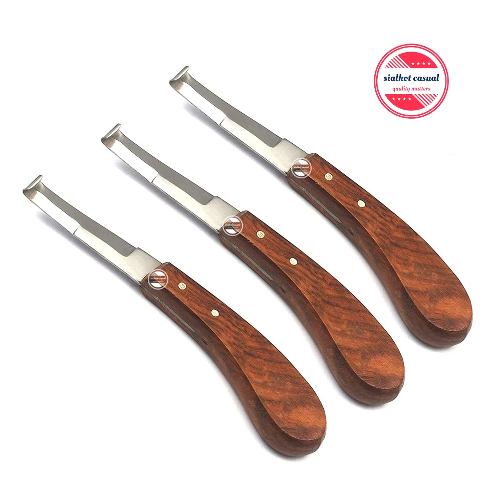 Wooden Handle Hoof Knife Wide Blade Right Hand Farrier Equipment Horse Stainless Steel Blade  Animal & Veterinary