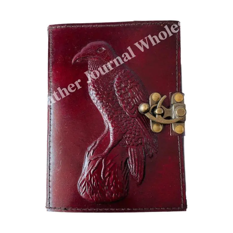 Eagle Embossed Handmade Genuine Leather Journal A5 Notebook Blank Deckle Paper Dairy Sketchbook Diary With Antique Brass C Lock