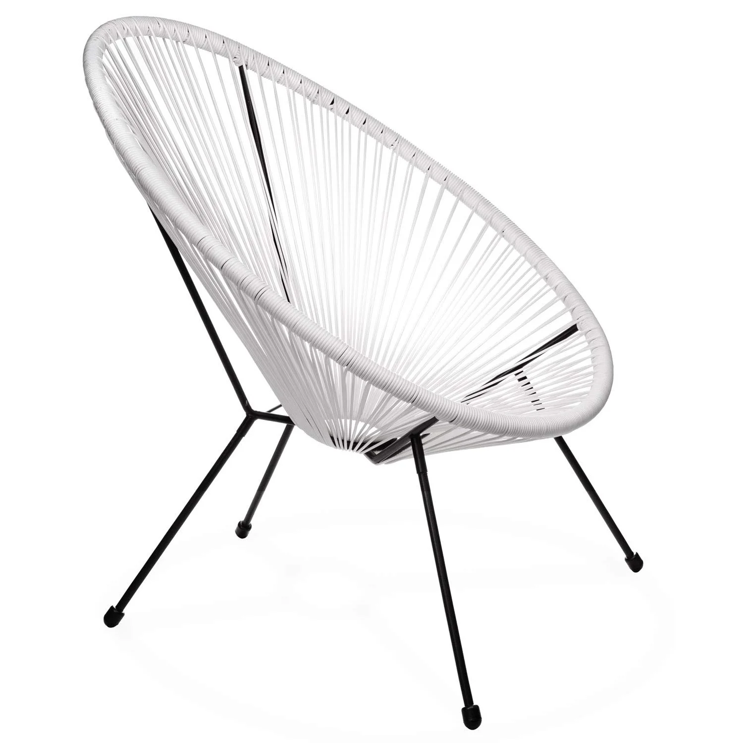 Low Seat Lounge Bistro Set, Open Weave Wicker Small Seating Set  Plastic Rope, 1 Chair