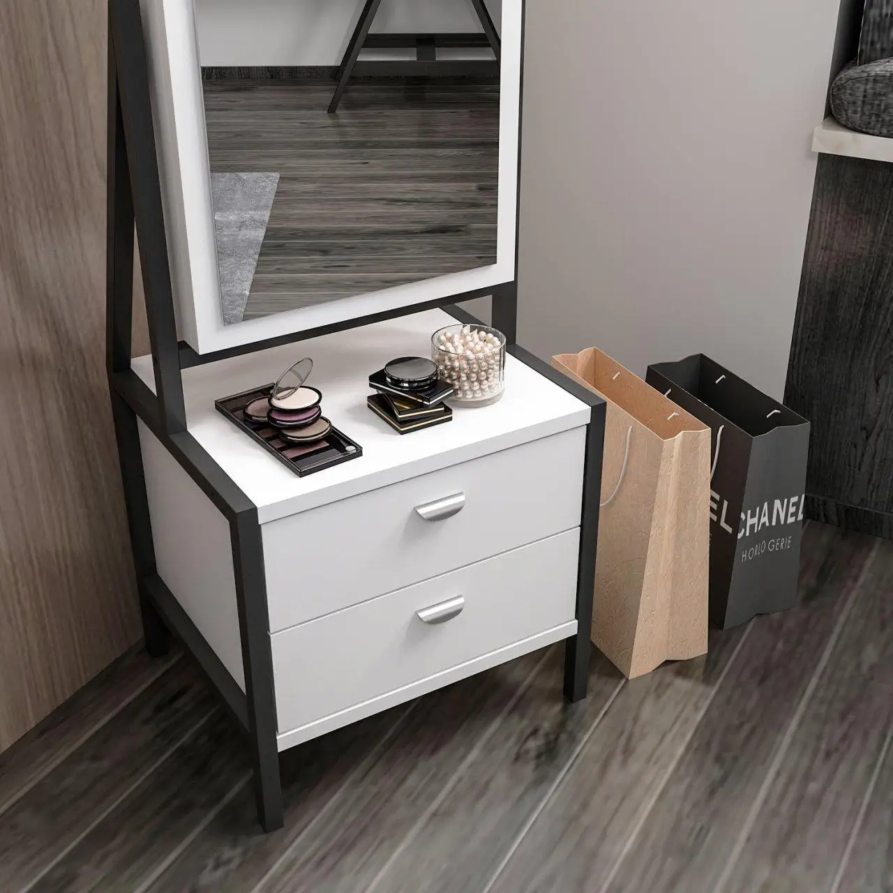 ELEGANTE MIRRORED JEWELRY CABINET - White European