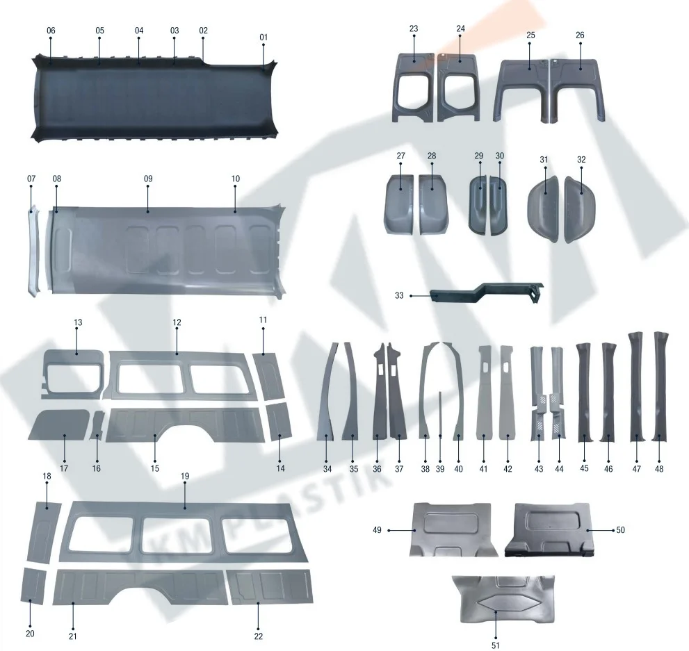 INTERIOR BODY ABS VKM O7  **SPRINTER L4H2-L3H2**  MODEL 2 (ABS INTERIOR TRIM SET FOR MINIBUSES, CAMPERS, COACHES, BUSES)