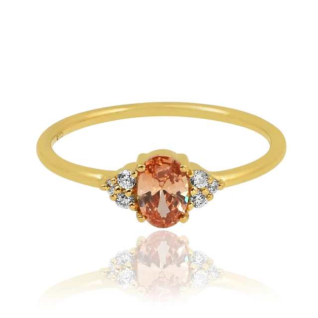 High quality gold plated 925 sterling silver zircon gemstone ring for jewelry maker wholesale