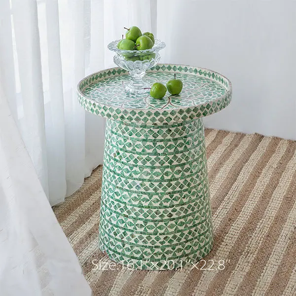 High quality luxury coffee table with Mother of Pearl inlaid made in Vietnam White Ariel Capiz Side Table for living room