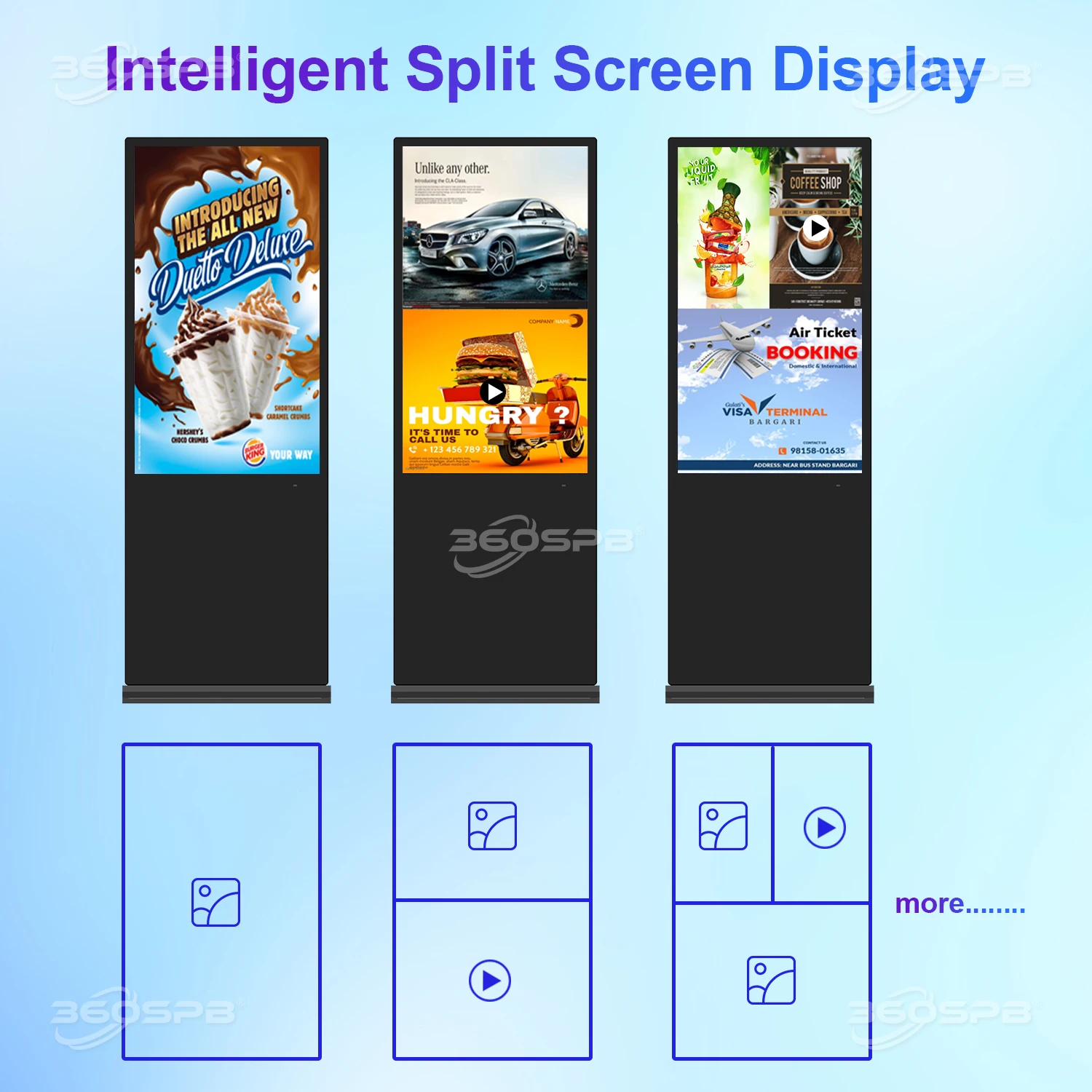 360SPB IFS55A  Indoor Floor Standing Sign 4K High Resolution Display Digital Signage For Restaurant
