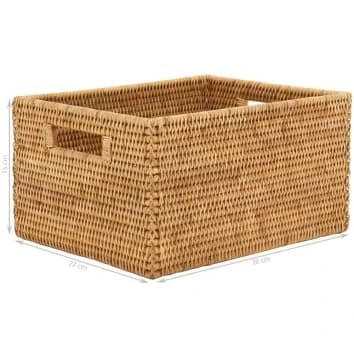 New Style Rattan Woven Baskets Ecofriendly Storage Wicker Rectangle Organizer Laundry Hamper Bamboo Baskets Home Organization