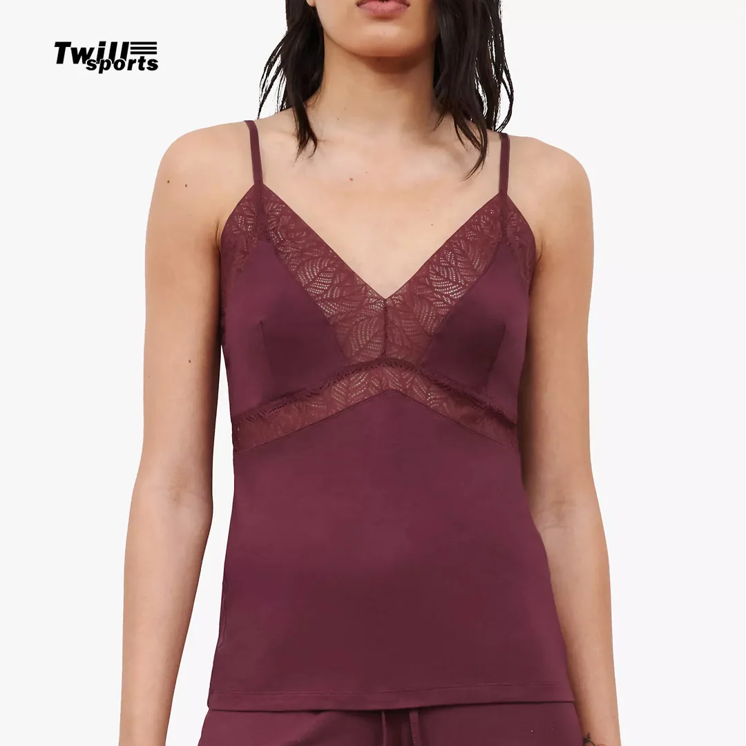 custom women hot and sexy tops bra style net and shiny fabric camisole night dress for women