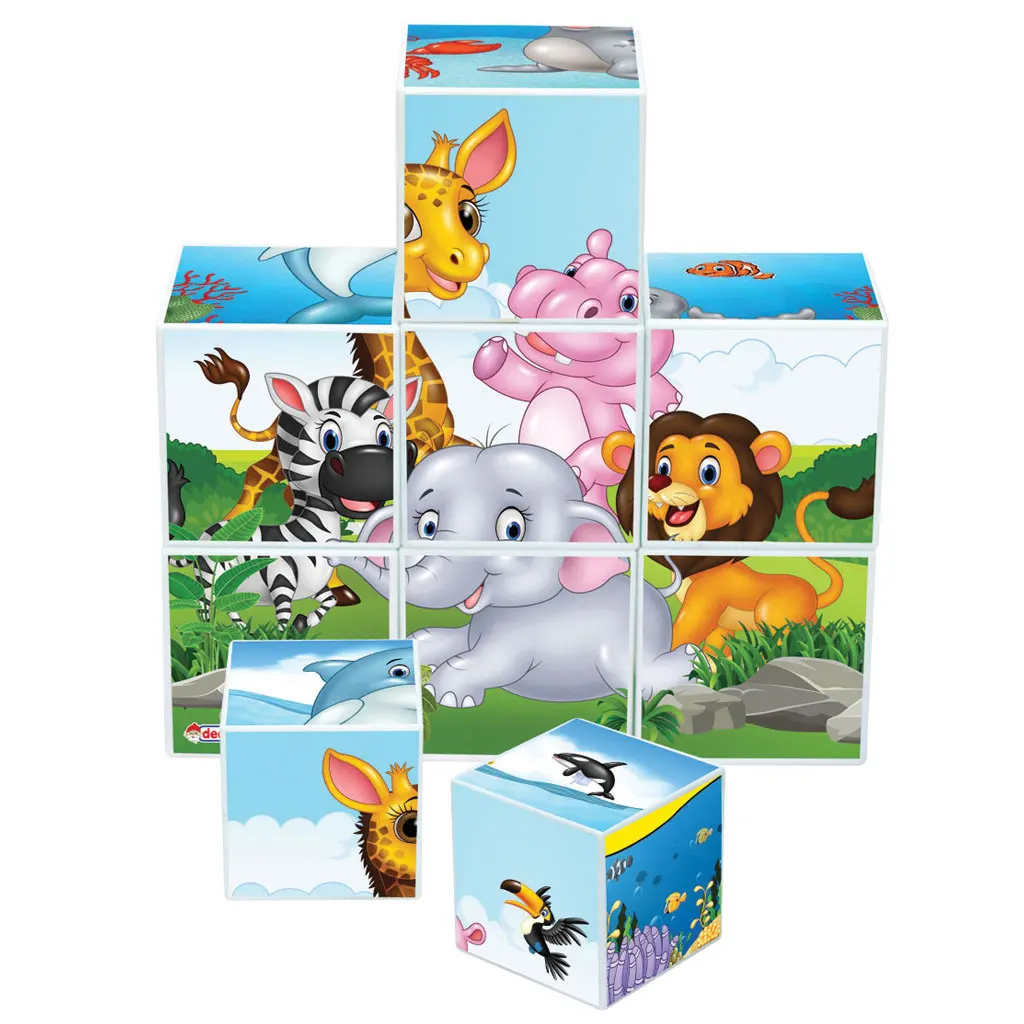 Puzzle Cubes 9 Pcs Picture Blocks Educational Pretend Play Wholesale Play Sets Newly Designed Baby Children Kids Wholesale Toys