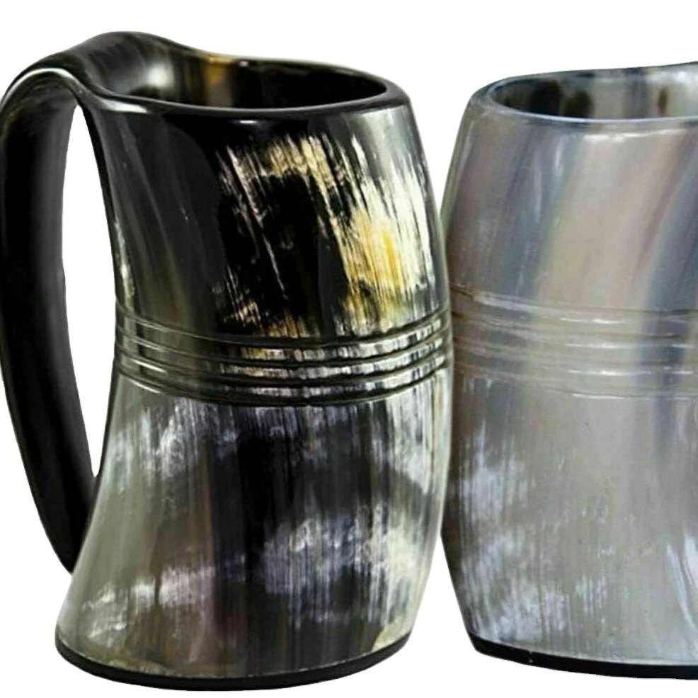 VIKING DRINKING HORN MUG  Handcrafted Ox Cup Goblet Drink Mead, Beer