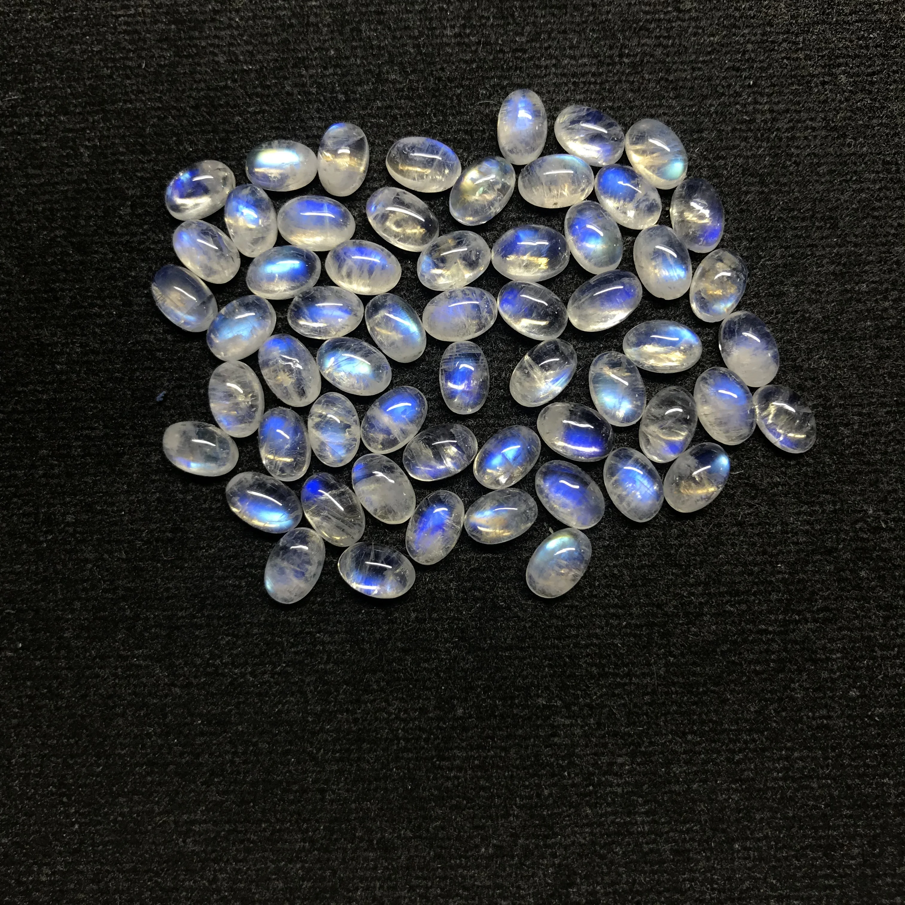 4x6mm Natural Rainbow Moonstone Loose Oval Cabochon Gemstone Wholesale Price Rainbow Moonstone Cabochon 925 Silver Pendant