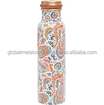 printed meena Pure Copper Water Bottle , Ayurveda herbal copper water bottle with health benefit,