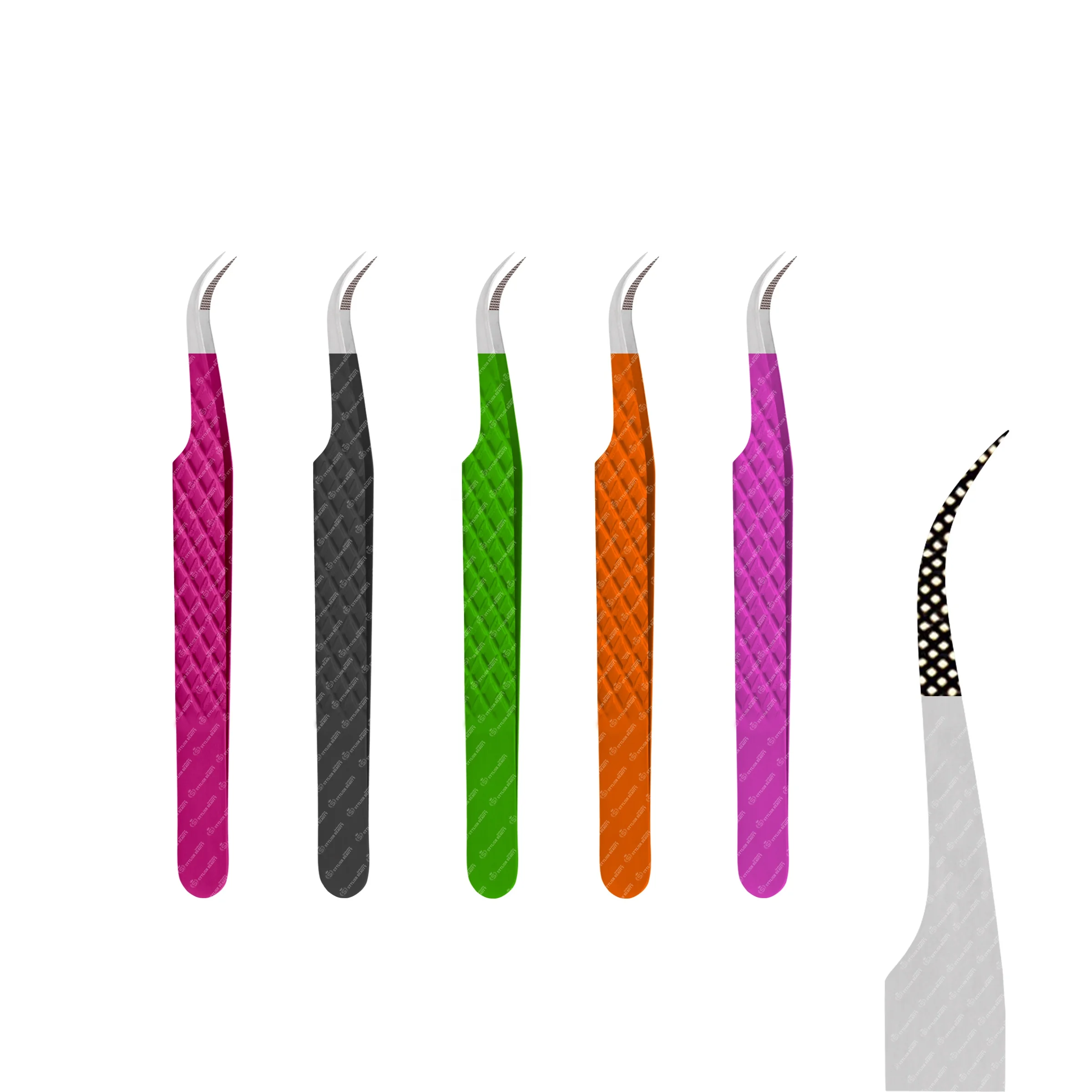 Russian Volume High Quality Eyelash Extension Tweezers Diamond Grip Fiber Tip Lash Tweezers Eyelash Extension Tweezers