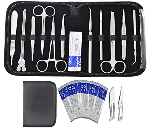 ADVANCED DISSECTING DISSECTION KIT Set with SCALPEL Knife Handle Blades BIOLOGY LAB ANATOMY Medical Student Steel Ce