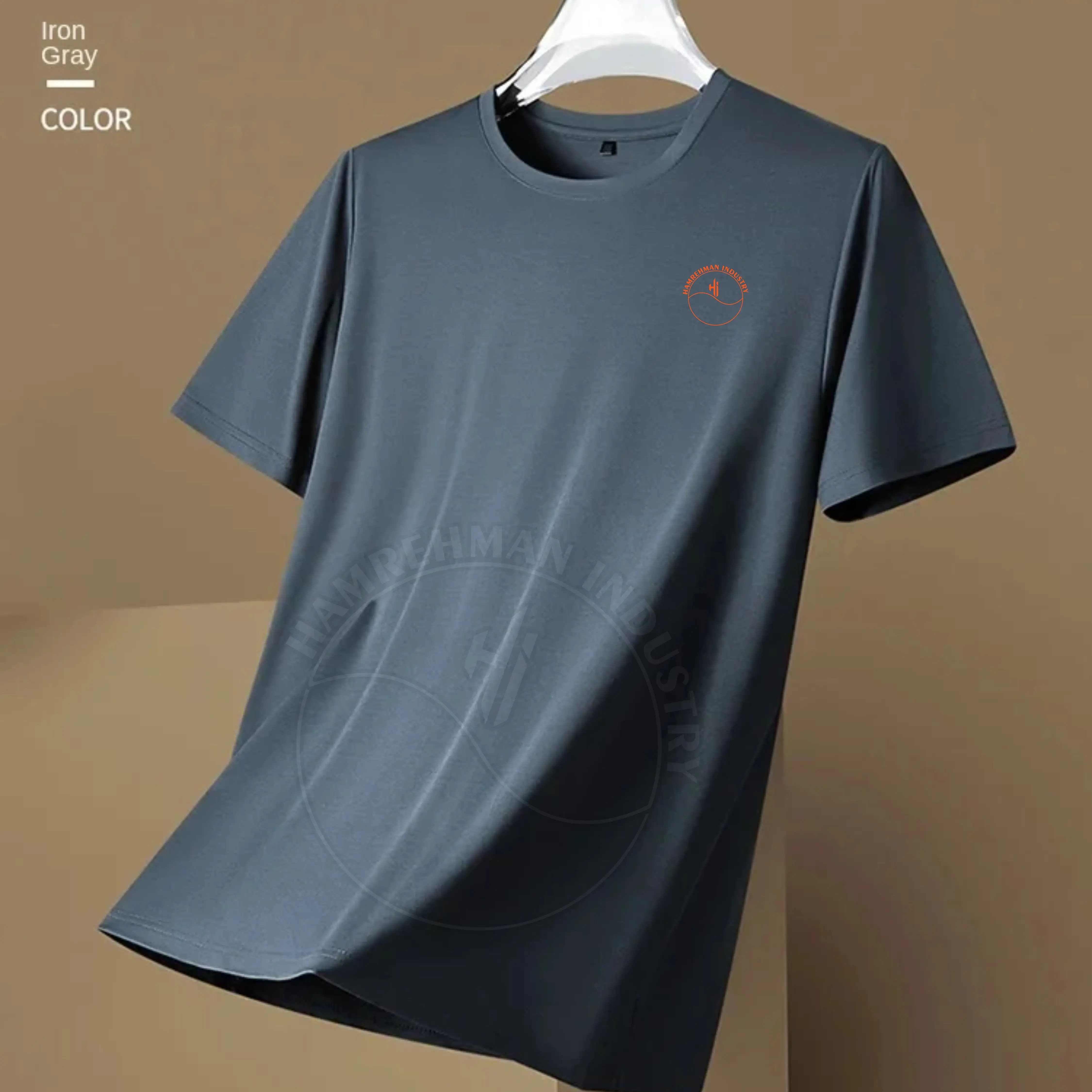 Fabric 100%Recycle Polyester Custom High Quality Men Mock Neck Plus Size T-shirt 100% polyester