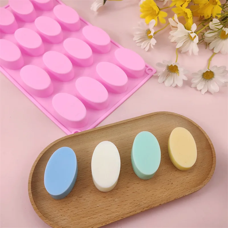 CT22 BPA Free Silicone Soap Molds, Round Rectangle Oval Soap Molds for Handmade Soap Candy Chocolate Cake with Sealed Bags, Pink