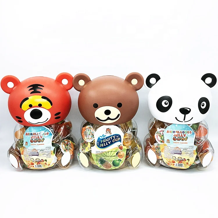 HALAL Coconut Soft Jelly 13g 100pcs Assorted Mini Fruit Jelly in Cute Pink Pig Jars