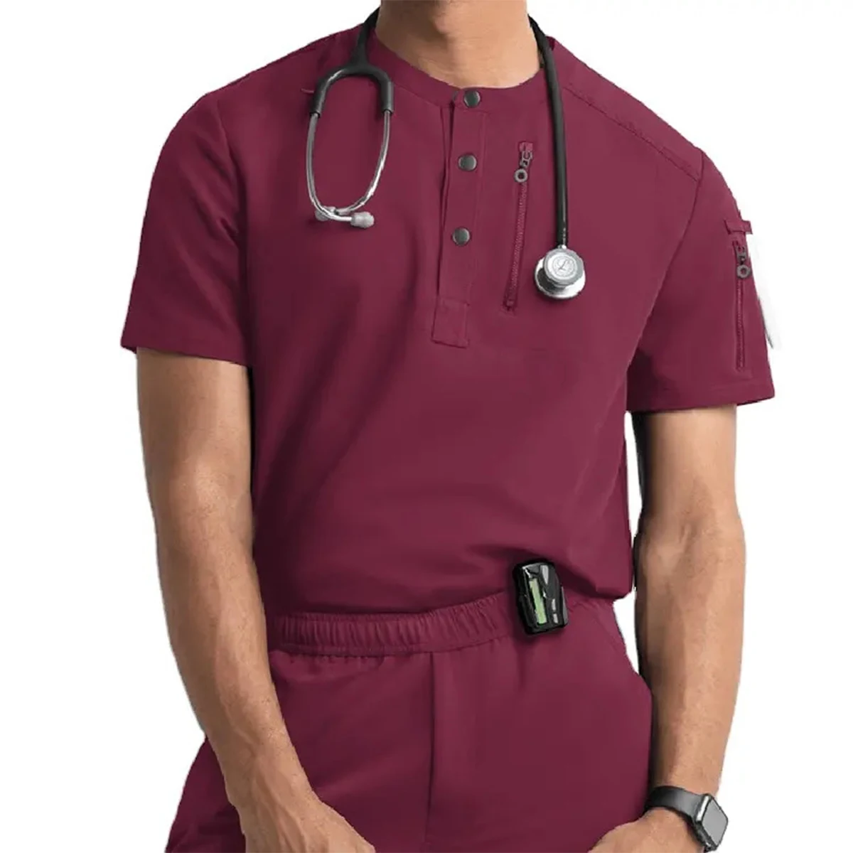 High Quality Short Sleeve Fashion Hospital Uniform Stretch Scrubs Medical Scrubs Nursing Uniform Sets By Raw To Fine
