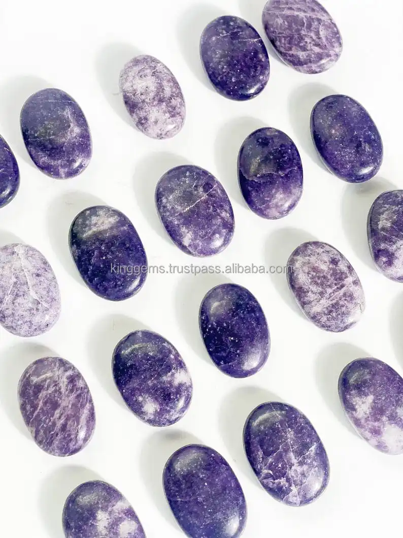 BEST SELLING WHOLESALE CRYSTAL GEMSTONE LEPIDOLITE PALMSTONE NATURAL POLISHED PURPLE LEPIDOLITE PALMSTONE FOR HEALING MEDITATION