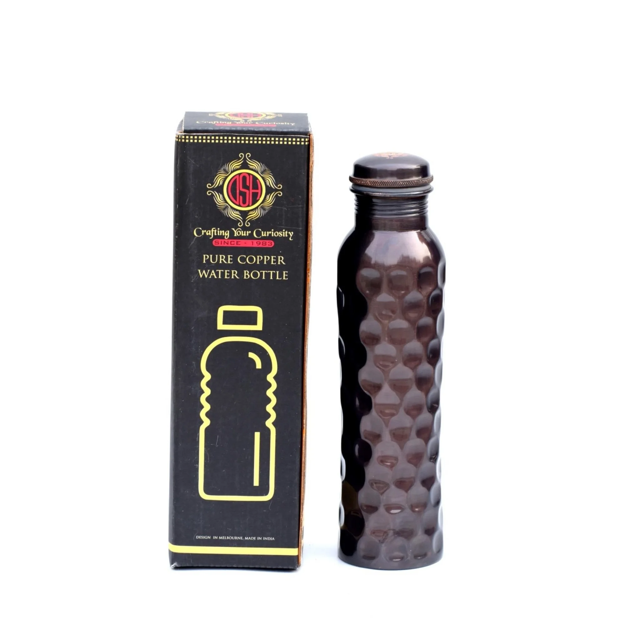 Best Metal Handcrafted Diamond Design Antique Pure Copper Bottle With Glossy Fished For Ayurvedic Health Benefits water bottles