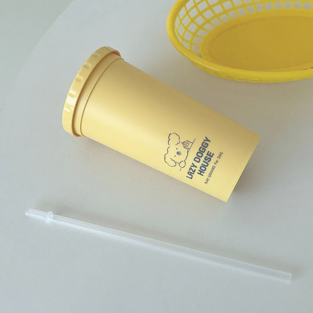 [Made in Korea] Plastic Straw Tumbler 500ml - Reusable cup with straw and lid