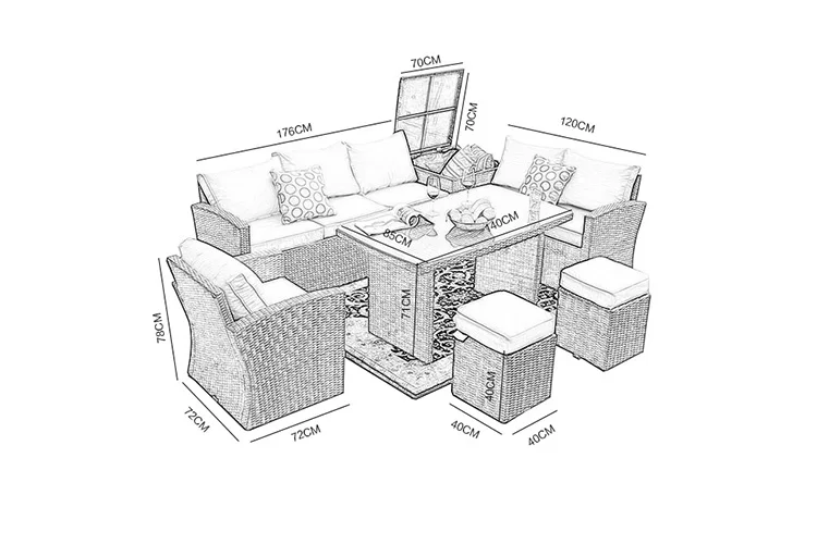 Wicker Furniture Modern patio Garden Furniture Comfortable Outdoor Poly Woven Rattan Patio Sofa Conversation Set