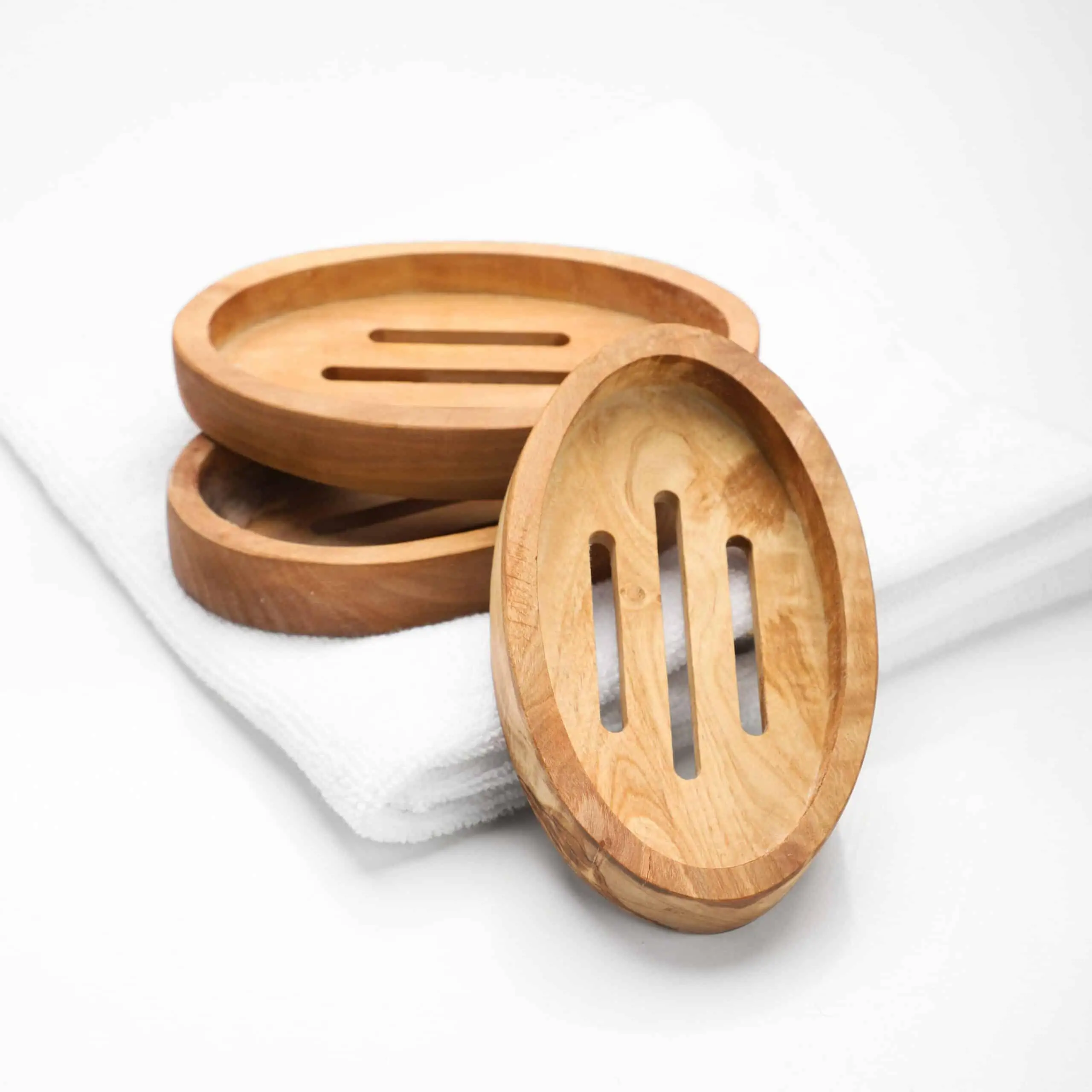Olive Wood Soap Caddy - Handmade Natural Soap Holder with Drainage Slots