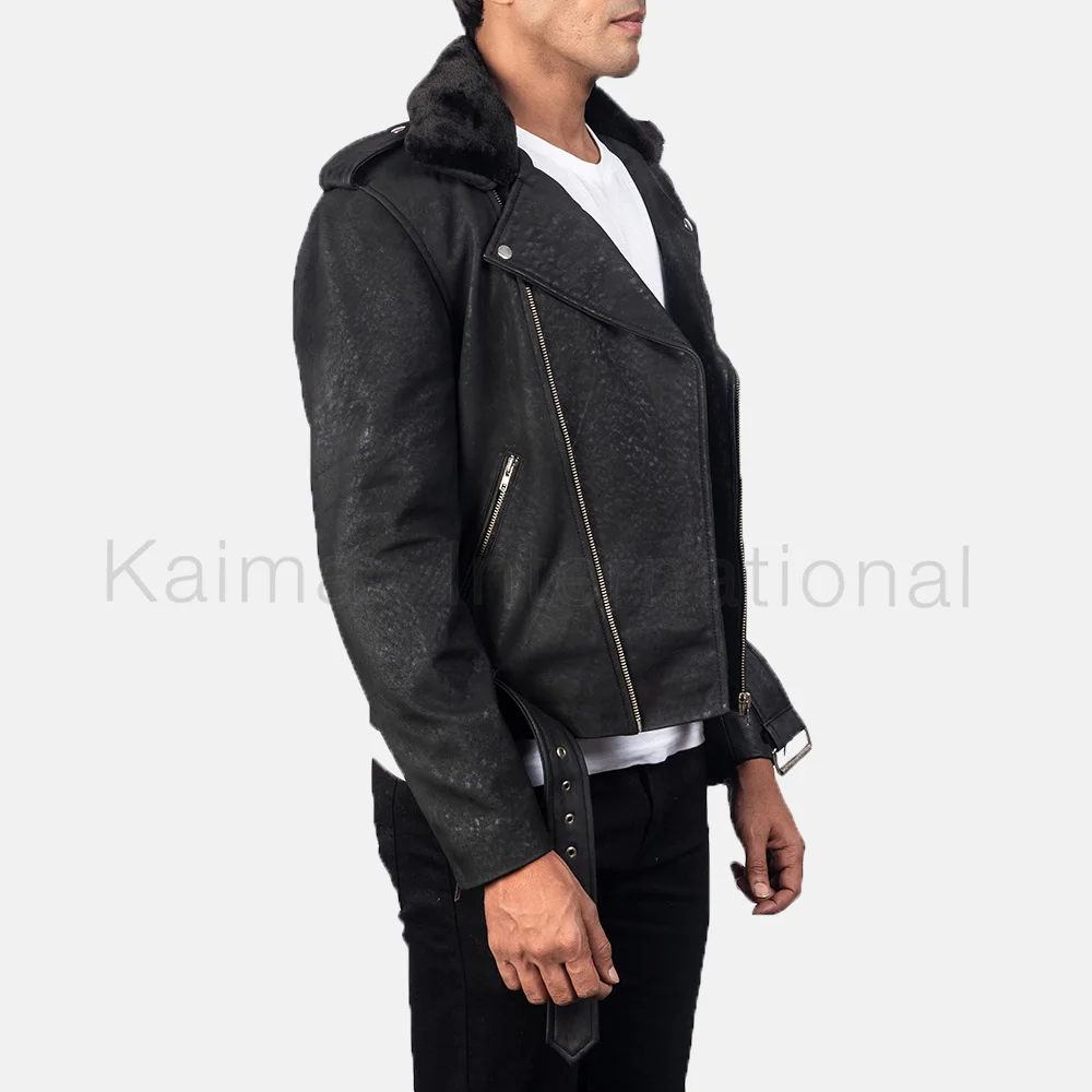 Premium Quality Cowhide Leather Motorcycle Jacket Men Women Custom Waxed Biker Belted Jacket