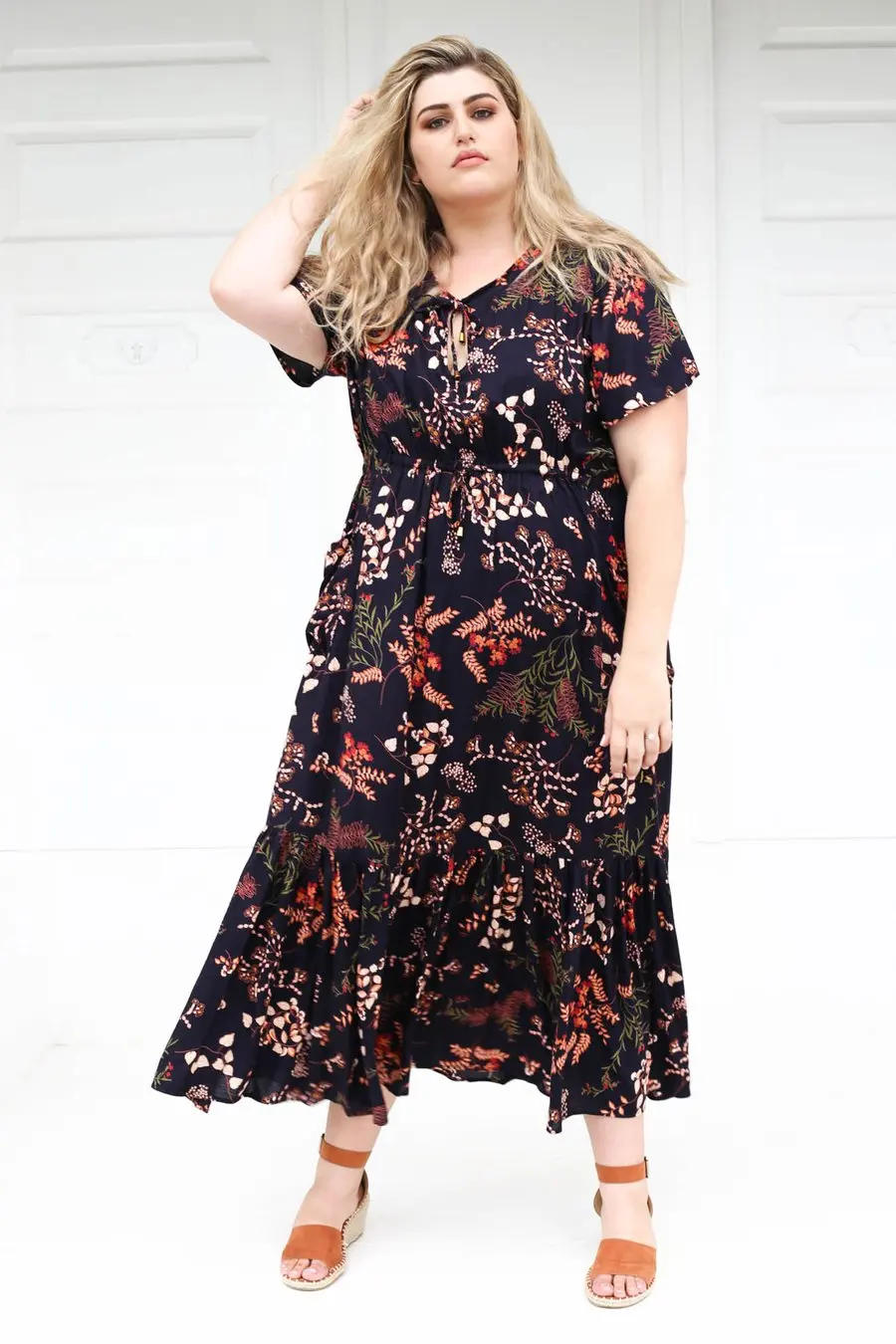 Женское платье-миди с принтом