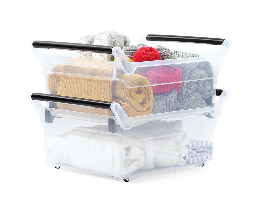 Stackable Clear Plastic Storage Containers with Handle - Versatile Organizer Bins for Cabinet Storage and Multi-Purpose Use