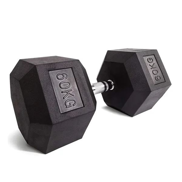 Gym equipment rubber hex dumbells weights set 20kg 50kg hex rubber dumbbells