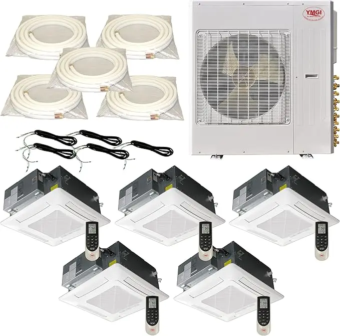 (59)4 серии мини-сплит 60k Btu/h 21 секонденсирующий блок с 5x12k Btu потолочные кассеты для помещений
