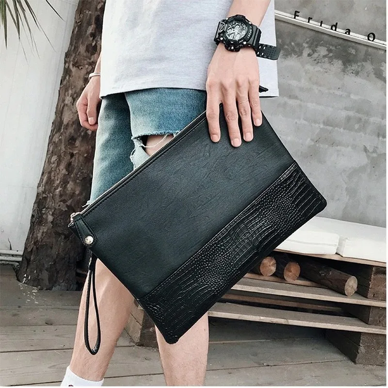 Alligator Pattern Leather Clutches Men Envelope Bag Business Fashion Clutch Male Handbag Luxury Design Clutch