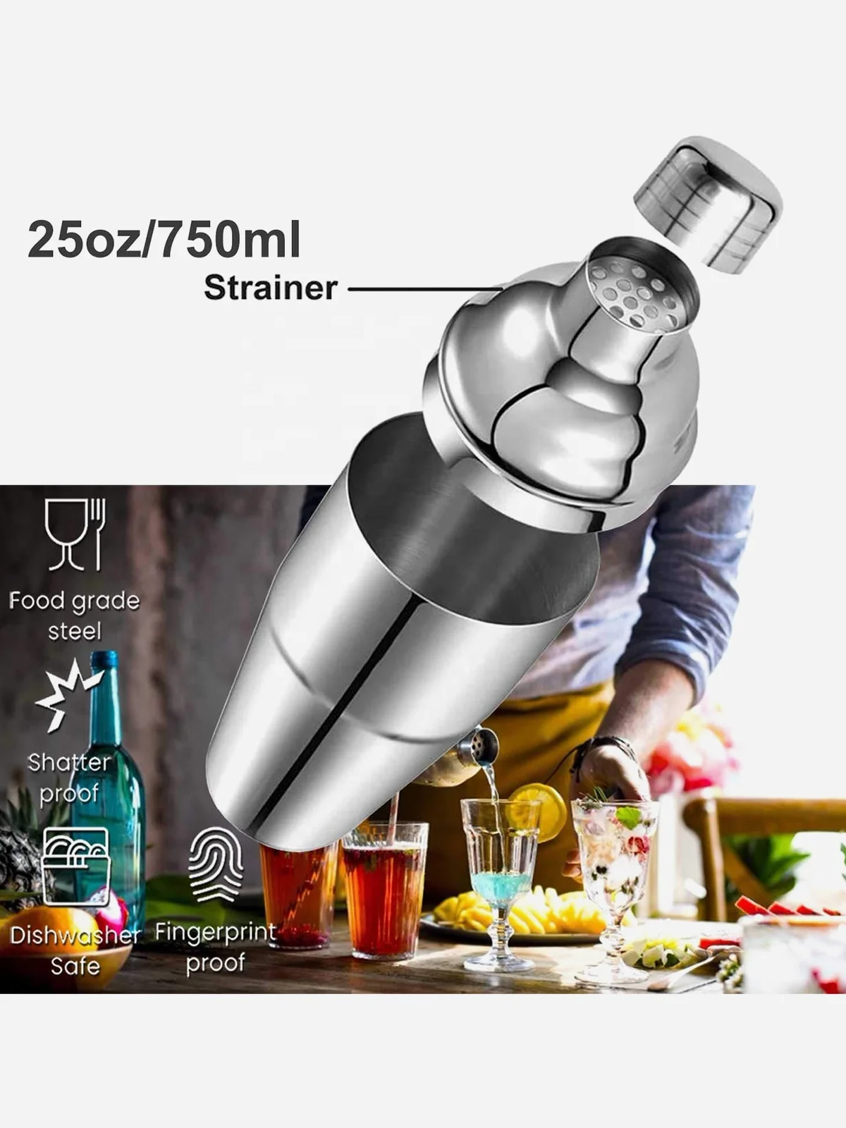 Creation Factory 16Pcs Stainless Steel Barware Quality Bartender Cocktail Making Kit