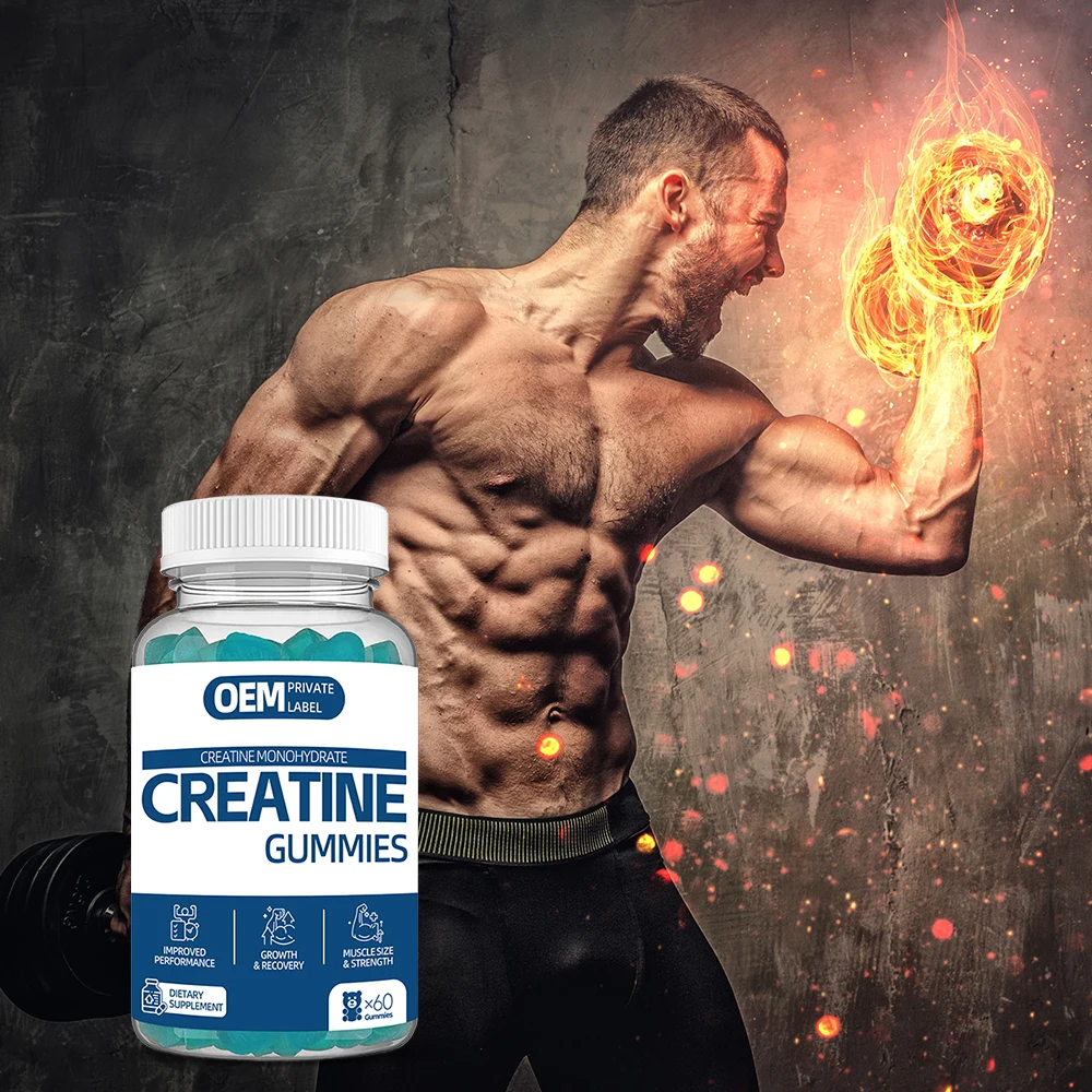 Factory Supply Creatine Monohydrate Powder Gummies Sports Nutrition Fast Muscle Building Fitness High Purity Creatine for Men