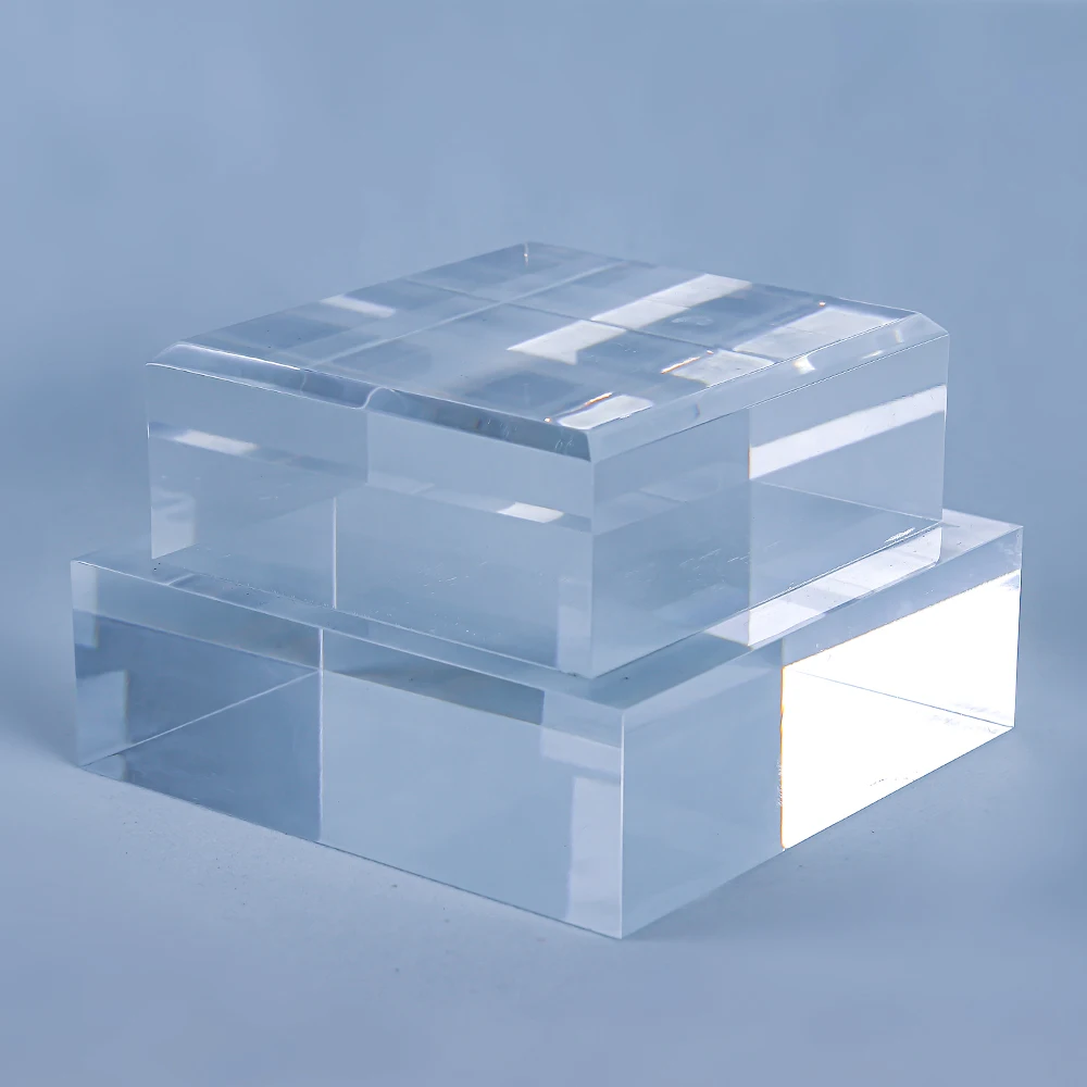 High quality transparent clear round square riser Lucite acrylic block plate display tray