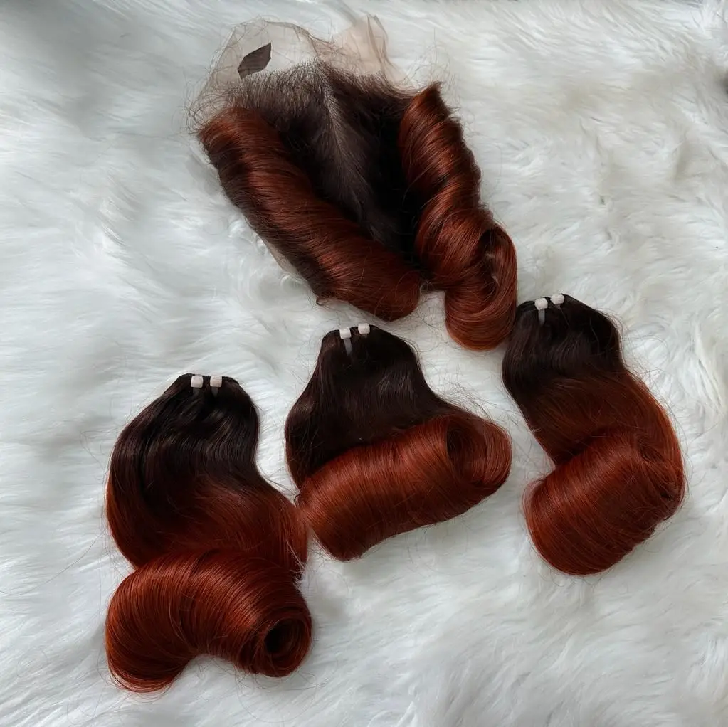 WHOLESALE SUPER DOUBLE BOUNCY EGG CURLS BUNDLES WITH CLOSURE AND FRONTAL RAW SINGLE DONOR VIETNAMESE HUMAN HAIR EXTENSIONS