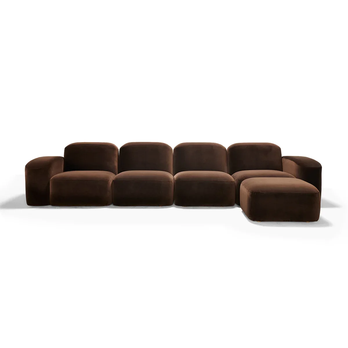 Chocolate Fabric Sofa Sets with Adjustable Ottoman Modular 4 Seat Living Room Sofa