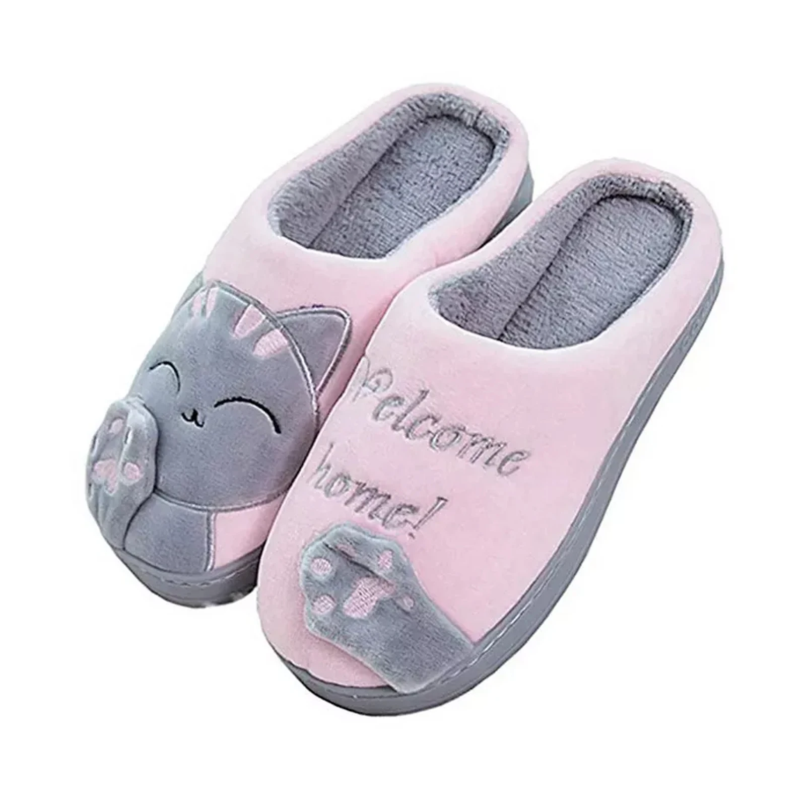 Winter Warm Slippers Shoes Embroidery Round Toe Flats Plus Velvet Floor Slippers for Men and Women