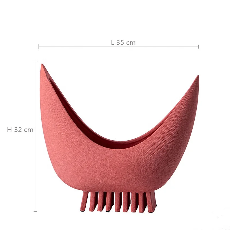 Modern Simple Home Furnishing Retro White Ceramic Flower Vases Red Sculptures Decoration Pottery Decoration