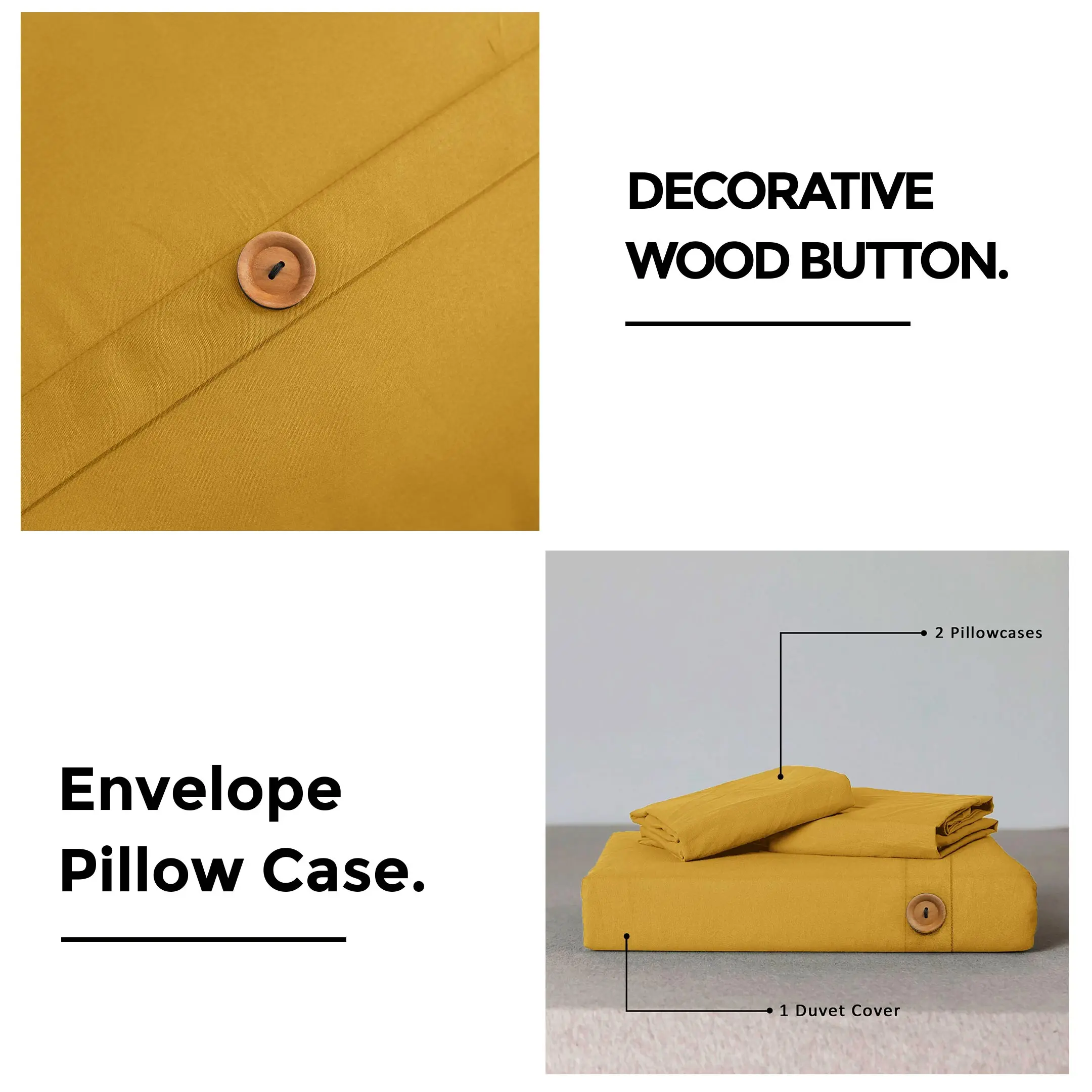 Wood Button Style Ochre duvet cover set Microfiber Duvet Set bedding wholesale 100% premium quality duvet bedding set covers