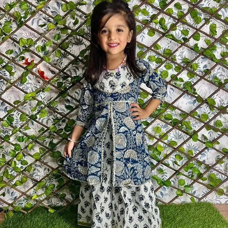 FULPARI kids sharara kurti Новая мода Этнический стиль для девочек Красивая Цветочная курта с shrara общий размер 8 в