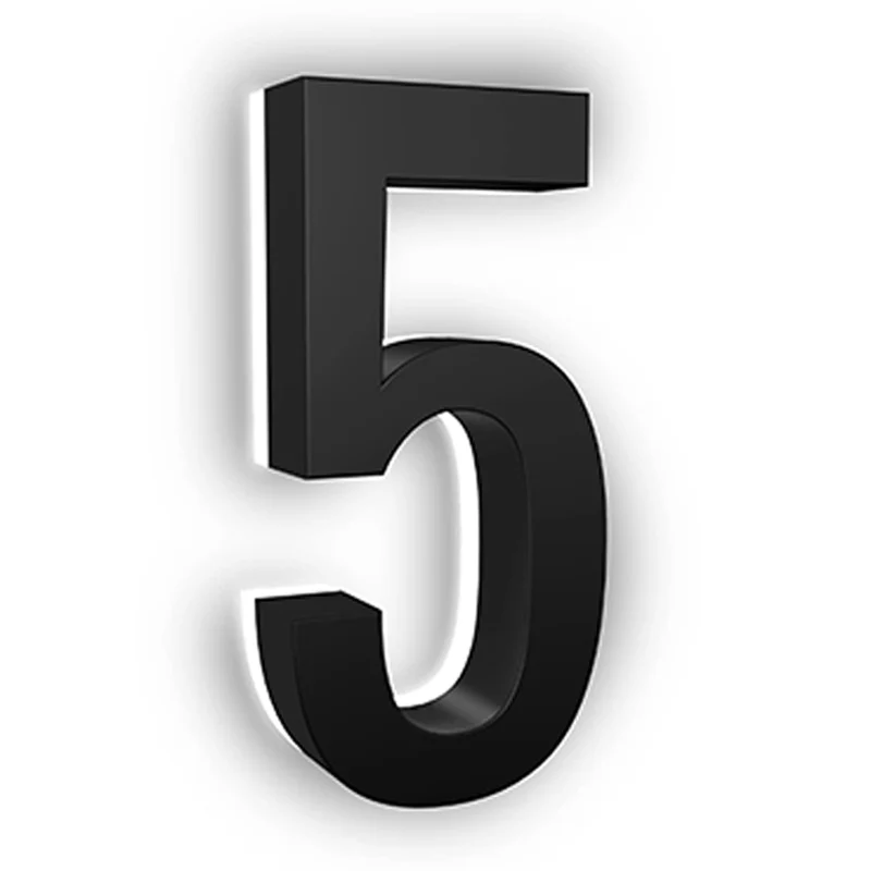 4-Inch 3D Luminous Light Stainless Steel Numbers Letters Illuminated LED Backlit Metal House Sign Acrylic Light-Up Box Numbers