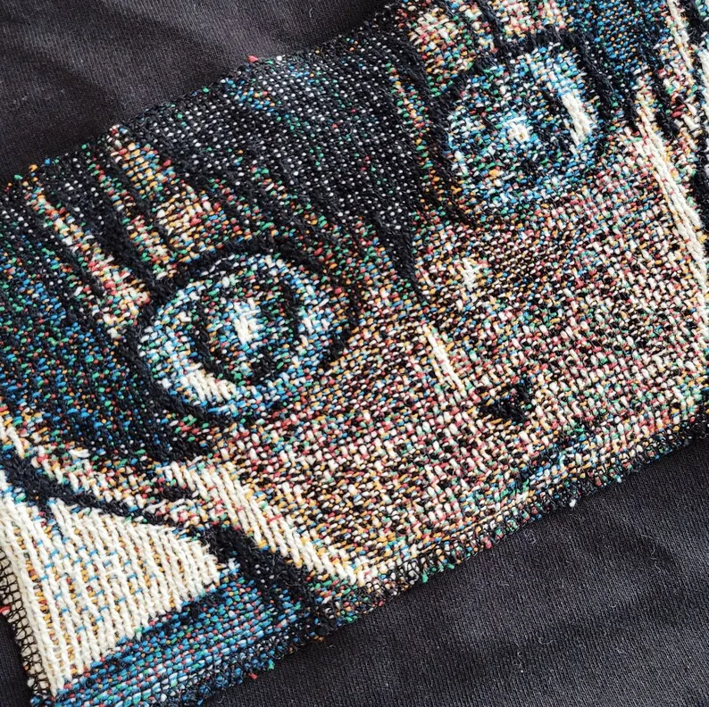 Hot Sale 100% Cotton High Quality Black  Anime Tee Handmade Tapestry Custom Crew Neck all Plus Sizes Tapestry Tshirt OEM