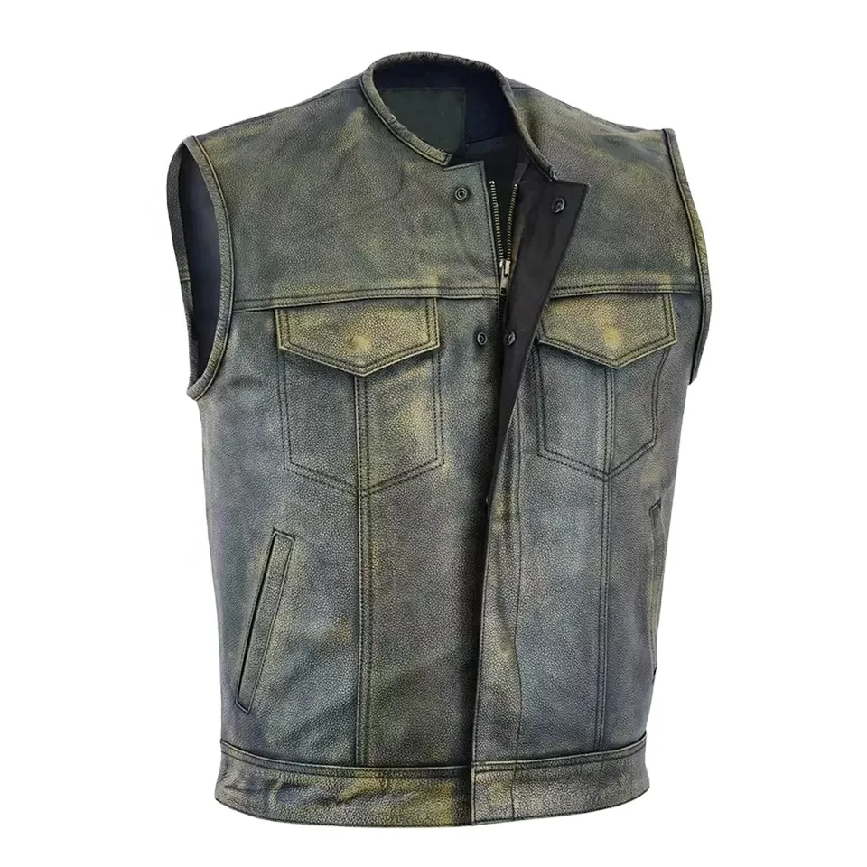 Top Quality Cowhide Genuine Leather Vest Men Brown Vex Waistcoat Male Sleeveless Jacket Thick High Quality Vest Vintage Vest