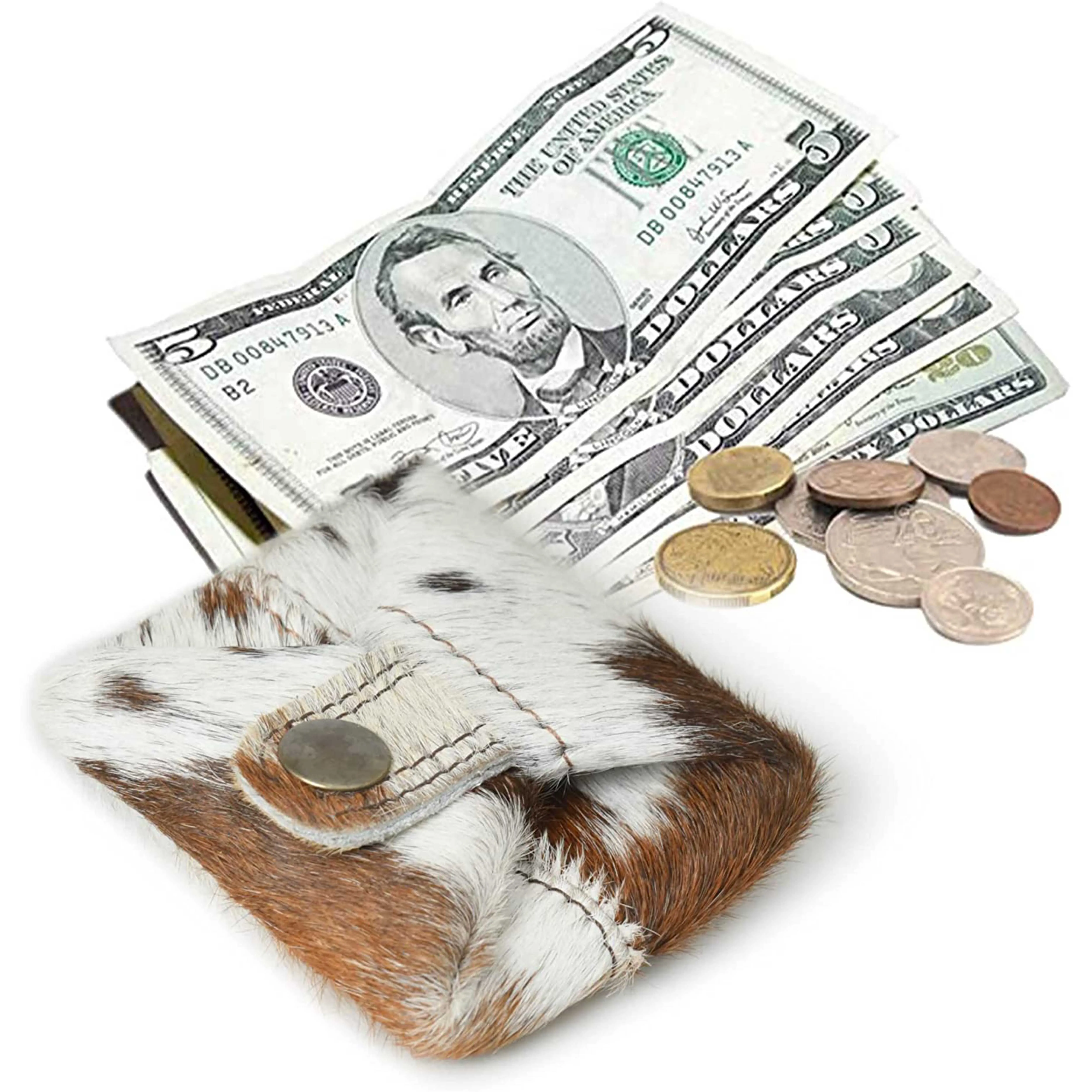 OEM Factory Made Rich Grain Leather Coin Pouch Change Holder Mini Pocket Wallet for Coins Men Women