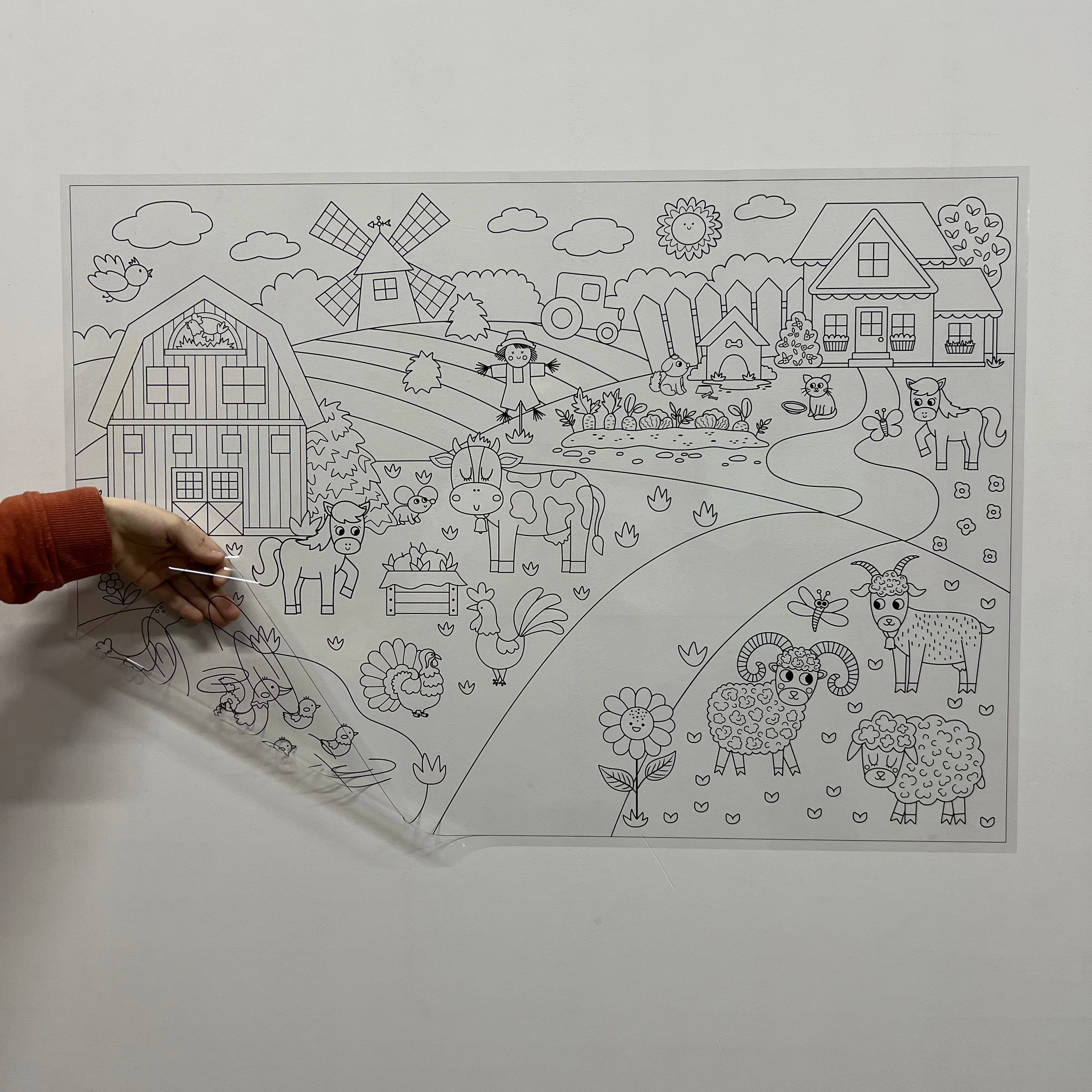 Dry Erase Kids Painting Activity Decal Model-2 Reusable Durable Polystyrene Material Holds The Surface With Static Electricity