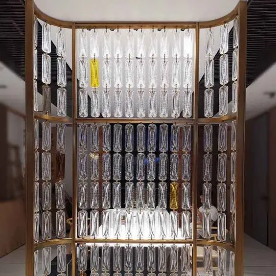 Прозрачный кристалл искусства разделитель экрана на заказ из нержавеющей стали акриловый экран, стеклянный экран