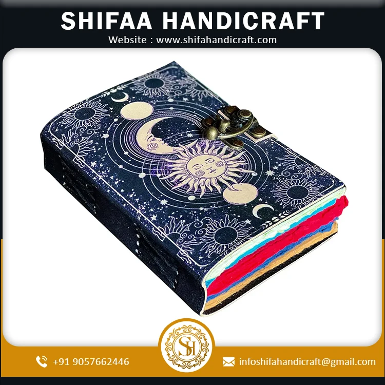 New Design Sun & Moon Vintage Journal Leather Journal For Women Large Leather Journals Vintage Book Of Shadows Sketchbook