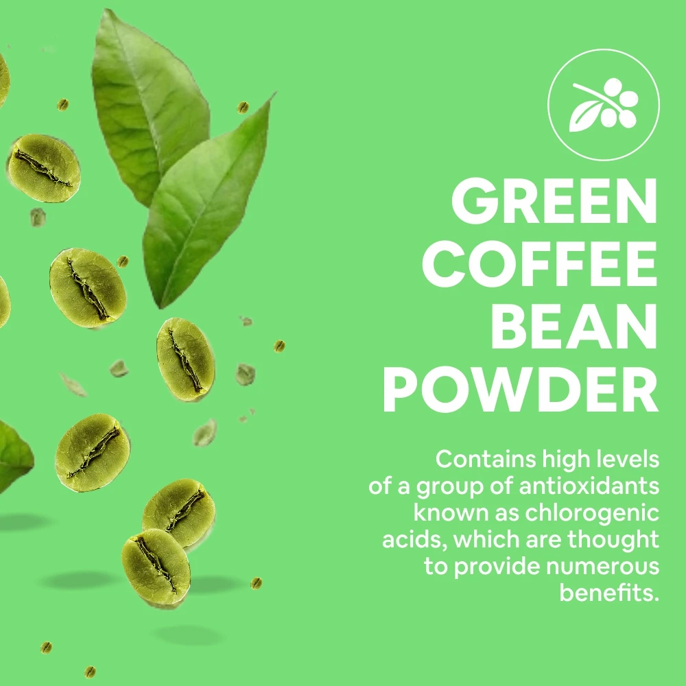 Green Coffee Beans Powder with High CGA & Low Caffeine boosts energy, metabolism &stamina, aids weight loss, controls stress